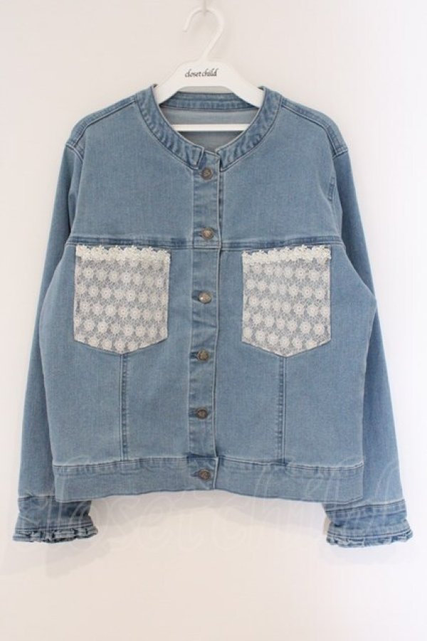 画像1: axes femme / ノーカラージャケット L ライトインディコ゛ O-26-03-23-017-AX-JA-IG-OS (1)