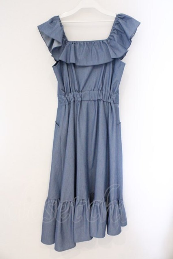 画像3: axes femme POETIQUE / ２ｗａｙフリルオフショルワンピース  ブルー O-26-03-23-026-AX-OP-IG-OS (3)