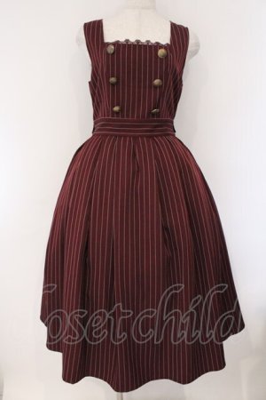 画像: axes femme kawaii / ストライプ柄ジャンスカ  ワイン O-26-03-23-003-AX-OP-IG-OS