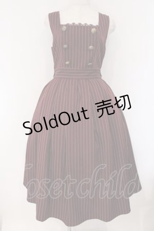 画像: axes femme kawaii / ストライプ柄ジャンスカ  ワイン O-26-03-23-003-AX-OP-IG-OS