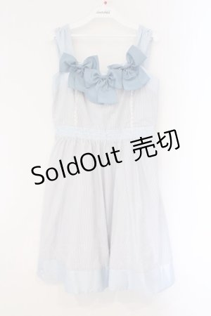 画像: axes femme POETIQUE / リボンデコレーションワンピース  サックス×シロ O-26-03-23-027-AX-OP-IG-OS