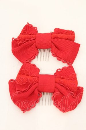 画像: Angelic Pretty / 両山レースグログランリボンコーム  アカ O-26-03-24-023-AP-AC-IG-OS