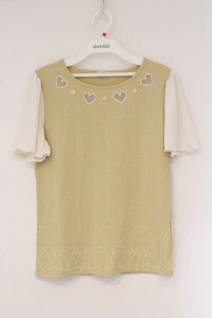 画像: axes femme POETIQUE / 透かしハートプルオーバー M イエロー O-26-03-24-025-AX-TO-OW-OS