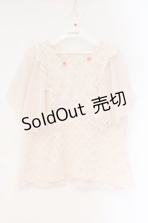 画像: axes femme / 袖フリルカットワークレーストップス M ピンク O-26-03-24-026-AX-TO-OW-OS