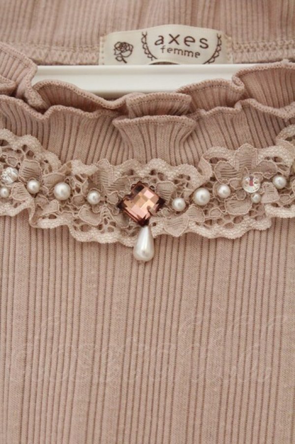 画像2: axes femme / プチスタンドリブプルオーバー F ピンク O-26-03-24-028-AX-TO-OW-OS (2)