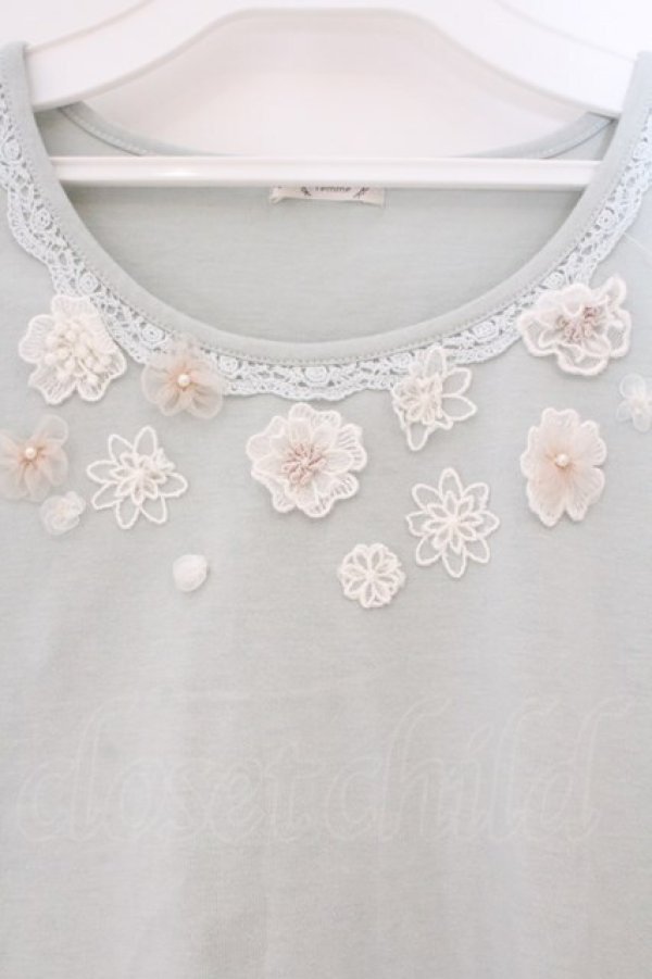 画像2: axes femme / フラワーモチーフインナープルオーバー M グリーン O-26-03-24-031-AX-TO-OW-OS (2)