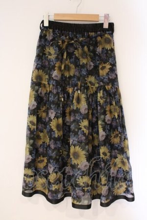 画像: axes femme / ひまわり柄シアースカート M クロ系 O-26-03-24-036-AX-SK-OW-OS