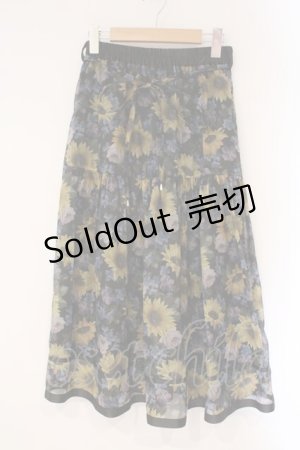 画像: axes femme / ひまわり柄シアースカート M クロ系 O-26-03-24-036-AX-SK-OW-OS