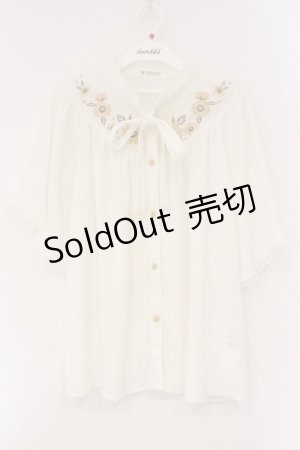 画像: axes femme / ひまわり刺繍楊柳ブラウス M キナリ O-26-03-24-039-AX-BL-OW-OS