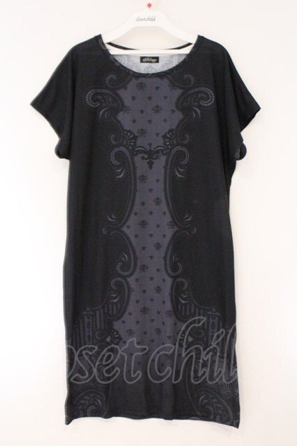 画像1: abilletage / トロンプルイユTシャツワンピース  ブラック O-26-03-24-040-GO-OP-OW-OS (1)