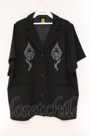 画像: LISTEN FLAVOR / 薔薇と炎ハーフスリーブジャケット F ブラック O-26-03-24-043-PU-BL-YM-OS