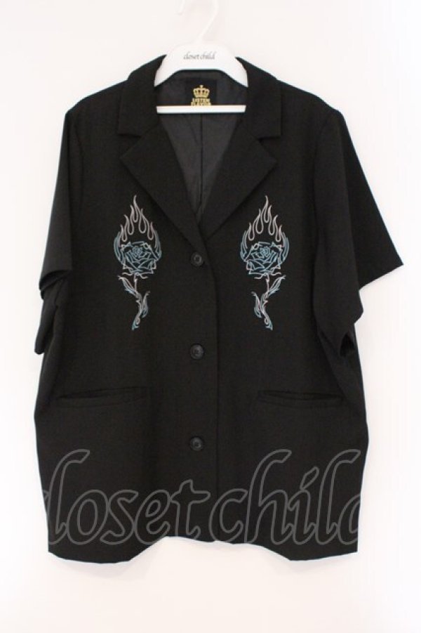 画像1: LISTEN FLAVOR / 薔薇と炎ハーフスリーブジャケット F ブラック O-26-03-24-043-PU-BL-YM-OS (1)