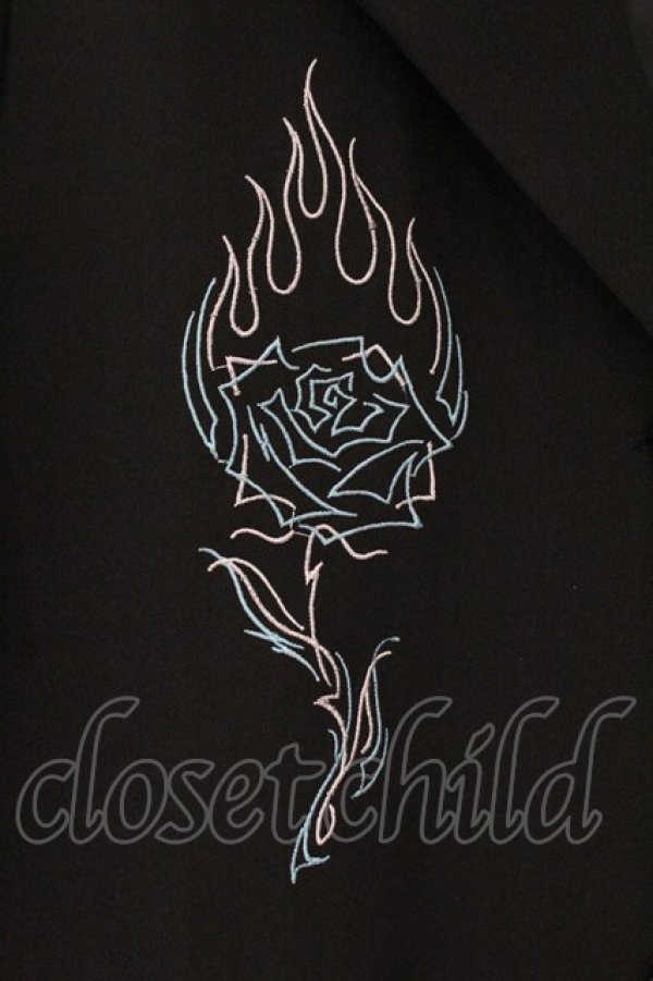 画像2: LISTEN FLAVOR / 薔薇と炎ハーフスリーブジャケット F ブラック O-26-03-24-043-PU-BL-YM-OS (2)