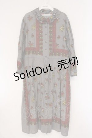 画像: Jane Marple Dans Le Salon / Flowers of Jouy scarf Agathaドレス M グレー O-26-03-24-045-JM-OP-OW-OS