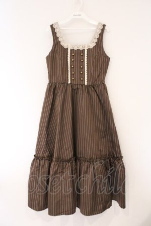 画像: m petit by misako / TT*AOKストライプジャンパースカート M ブラウン O-26-03-24-049-LO-OP-OW-OS