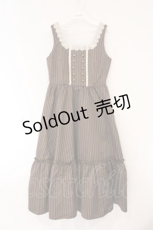 画像: m petit by misako / TT*AOKストライプジャンパースカート M ブラウン O-26-03-24-049-LO-OP-OW-OS