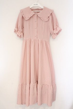 画像: m petit by misako / ギンガムチェックワンピース S ピンク O-26-03-24-050-LO-OP-OW-OS