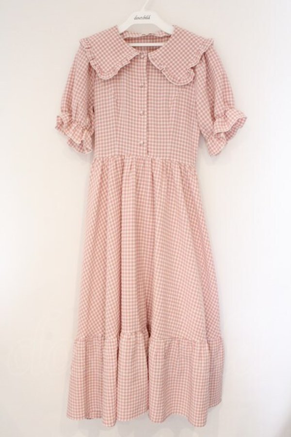 画像1: m petit by misako / ギンガムチェックワンピース S ピンク O-26-03-24-050-LO-OP-OW-OS (1)