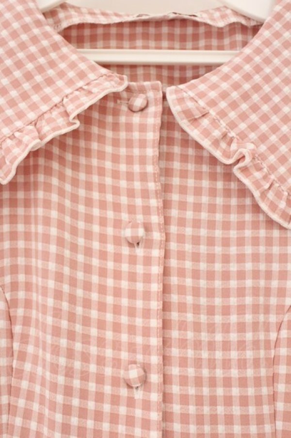 画像2: m petit by misako / ギンガムチェックワンピース S ピンク O-26-03-24-050-LO-OP-OW-OS (2)
