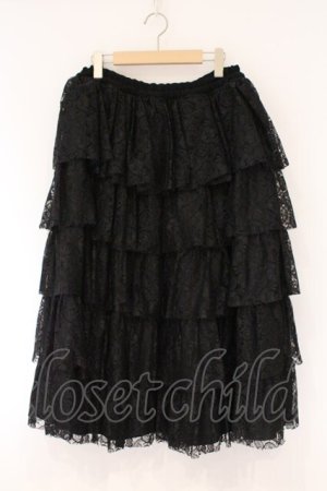 画像: MARBLE / パニエ入り５段フリルロングボリュームスカート  ブラック O-26-03-24-056-GO-SK-OW-OS