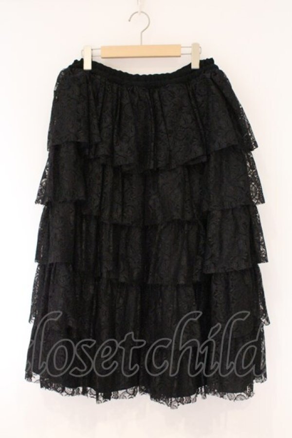 画像1: MARBLE / パニエ入り５段フリルロングボリュームスカート  ブラック O-26-03-24-056-GO-SK-OW-OS (1)