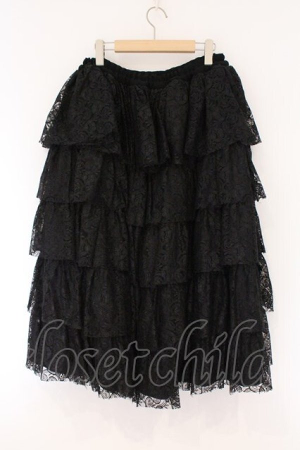 画像4: MARBLE / パニエ入り５段フリルロングボリュームスカート  ブラック O-26-03-24-056-GO-SK-OW-OS (4)