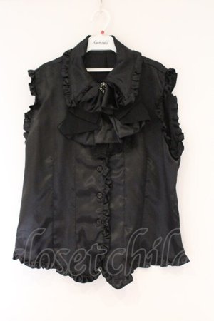 画像: MARBLE / ブローチコサージュ+フリルタイ付きブラウス  ブラック O-26-03-24-058-GO-BL-OW-OS