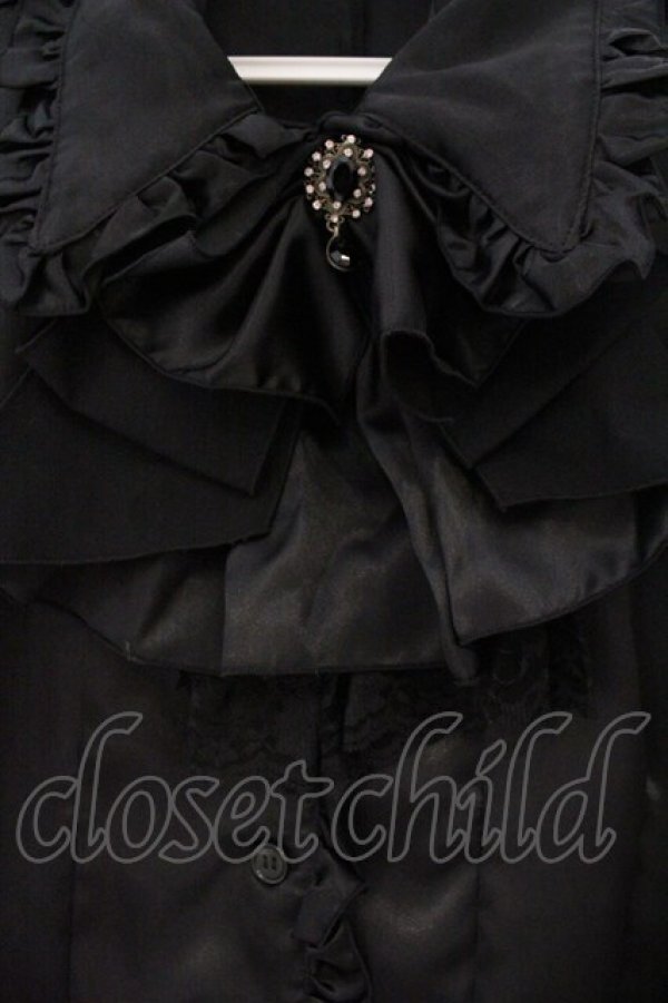 画像3: MARBLE / ブローチコサージュ+フリルタイ付きブラウス  ブラック O-26-03-24-058-GO-BL-OW-OS (3)