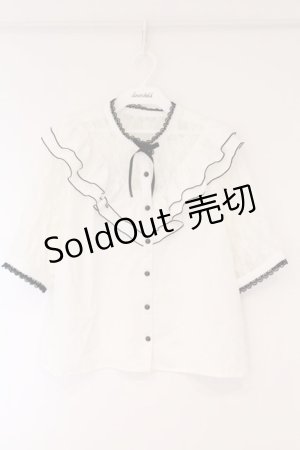 画像: DearMyLove / レース切替ブラウス 3L シロ×クロ O-26-03-24-061-EL-BL-OW-OS