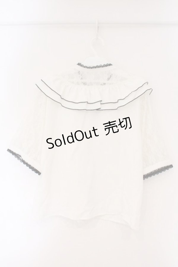 画像3: DearMyLove / レース切替ブラウス 3L シロ×クロ O-26-03-24-061-EL-BL-OW-OS (3)