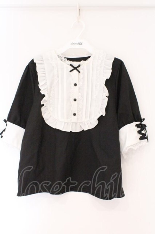 画像1: DearMyLove / ラウンドフリルメイドブラウス 3L クロ×シロ O-26-03-24-062-EL-TO-OW-OS (1)