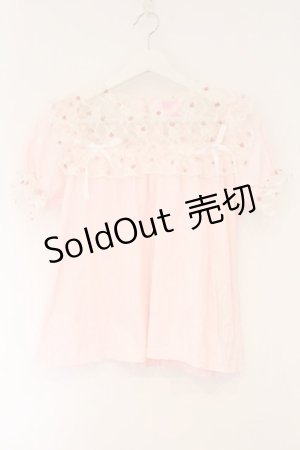 画像: Nile Perch / いちごレース切替カットソー  ピンク O-26-03-24-064-LO-TO-OW-OS