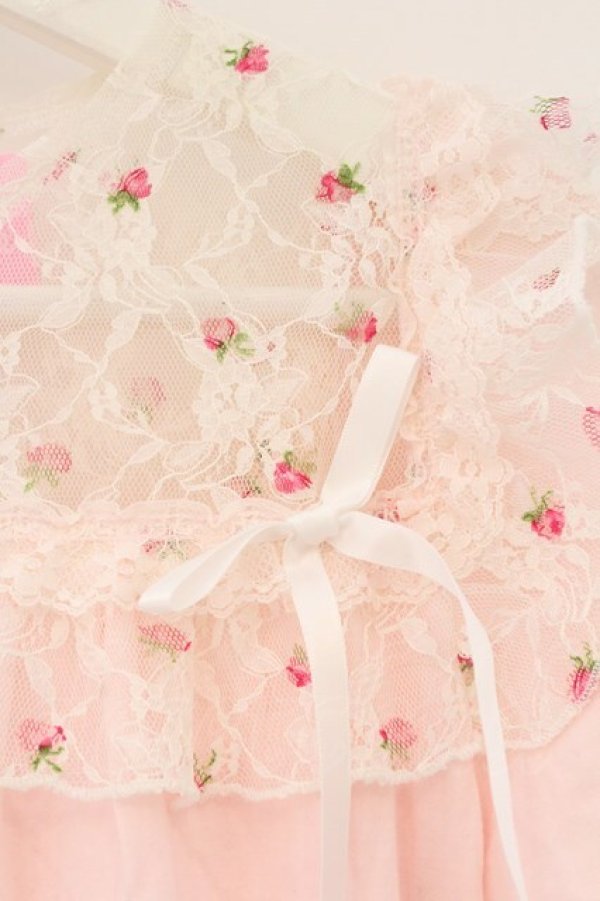 画像2: Nile Perch / いちごレース切替カットソー  ピンク O-26-03-24-064-LO-TO-OW-OS (2)