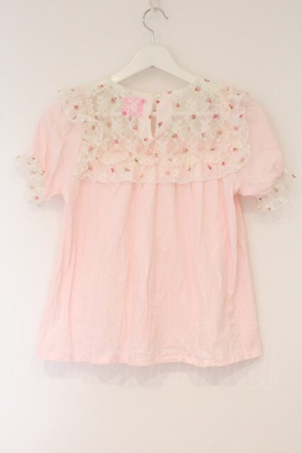 画像3: Nile Perch / いちごレース切替カットソー  ピンク O-26-03-24-064-LO-TO-OW-OS (3)