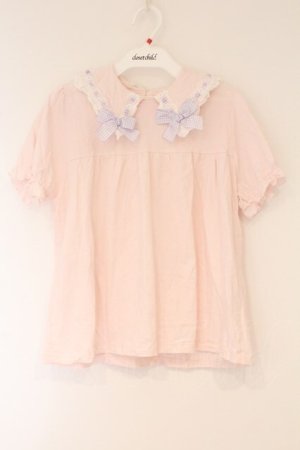 画像: Nile Perch / ギンガムリボンカットソー  ピンク O-26-03-24-065-LO-TO-OW-OS