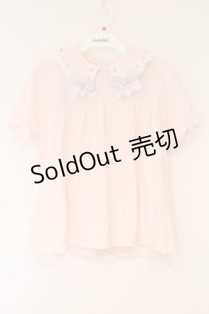 画像: Nile Perch / ギンガムリボンカットソー  ピンク O-26-03-24-065-LO-TO-OW-OS