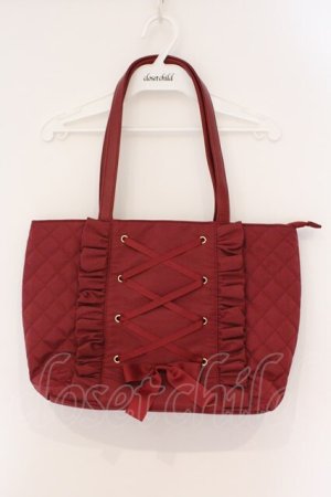 画像: m petit by misako / キルティングレースアップトートバッグ  アカ O-26-03-24-006-LO-BG-OW-OS