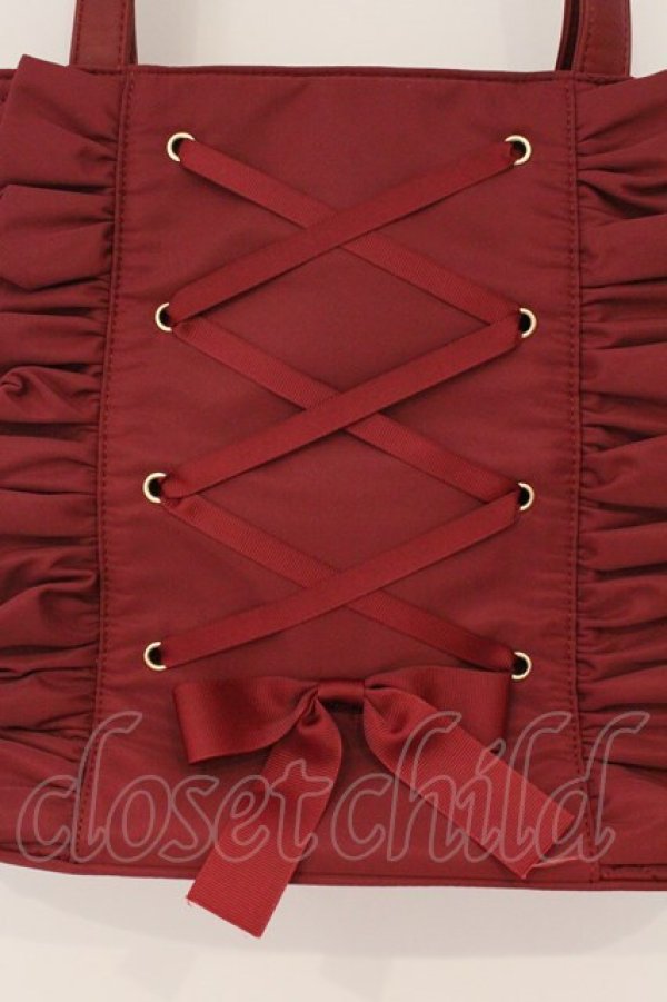 画像2: m petit by misako / キルティングレースアップトートバッグ  アカ O-26-03-24-006-LO-BG-OW-OS (2)