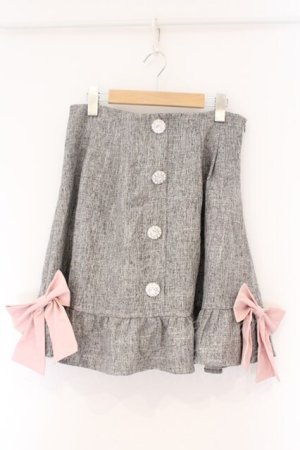 画像: DearMyLove / ビジューボタンフレアスカート LL グレー O-26-03-24-078-EL-SK-OW-OS
