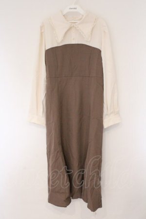 画像: DearMyLoveRose / マーメイドクラシカルワンピース 3L アイボリー×ブラウン O-26-03-24-080-EL-OP-OW-OS