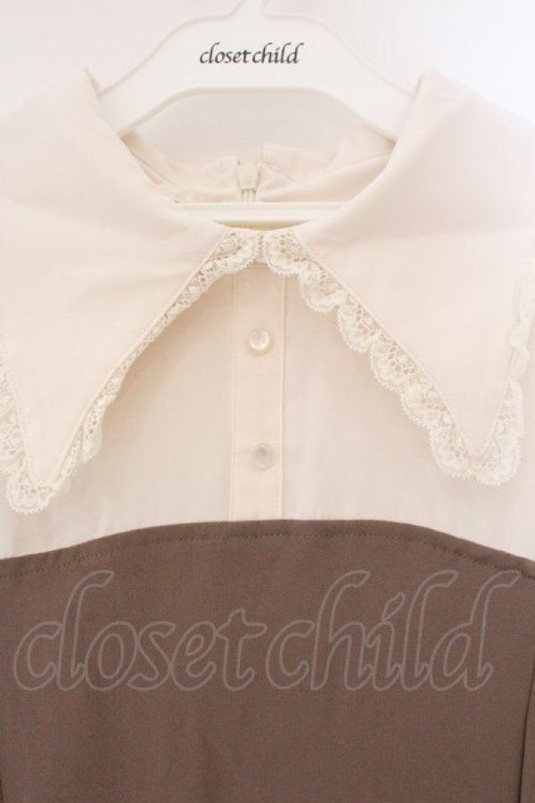 画像2: DearMyLoveRose / マーメイドクラシカルワンピース 3L アイボリー×ブラウン O-26-03-24-080-EL-OP-OW-OS (2)