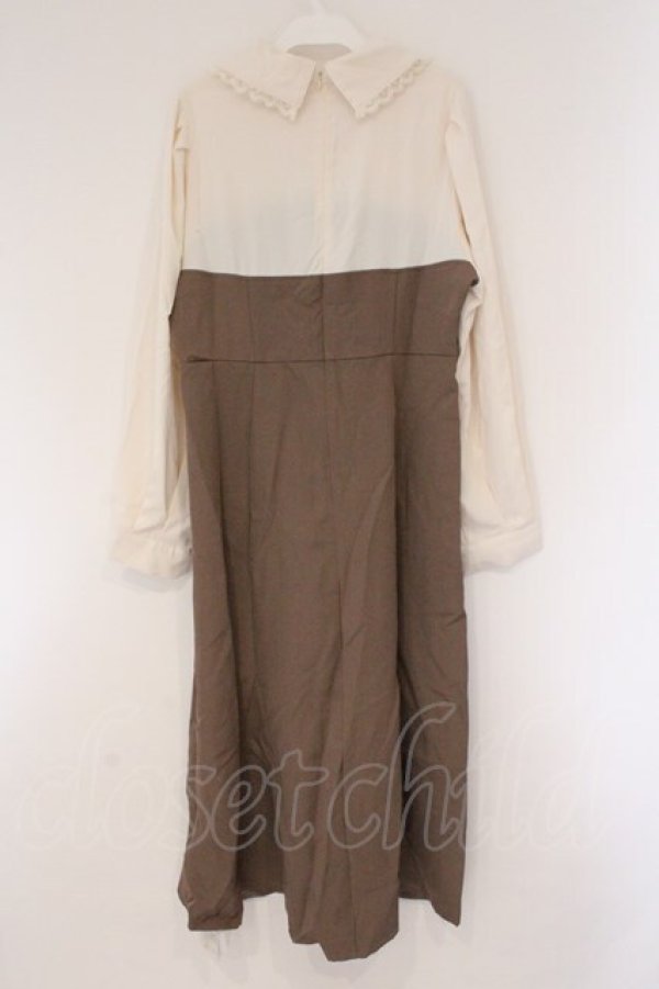 画像3: DearMyLoveRose / マーメイドクラシカルワンピース 3L アイボリー×ブラウン O-26-03-24-080-EL-OP-OW-OS (3)