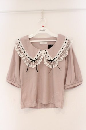 画像: DearMyLove / レースフリル襟上品リブカットソー M ピンク O-26-03-24-081-EL-TO-OW-OS