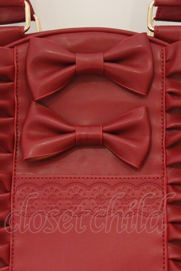 画像2: axes femme kawaii / ツインリボンラウンドハンドバッグ  アカ O-26-03-24-007-AX-BG-OW-OS (2)