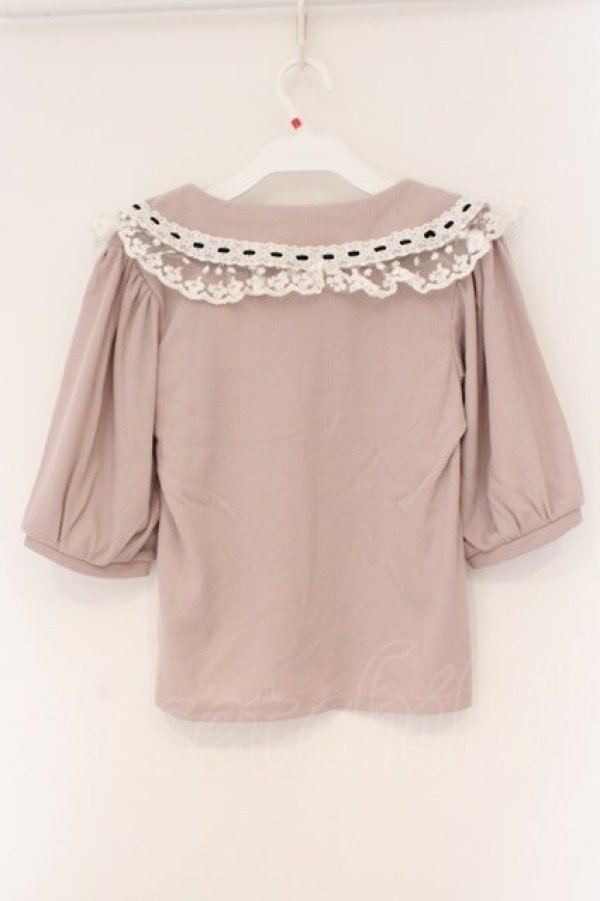 画像3: DearMyLove / レースフリル襟上品リブカットソー M ピンク O-26-03-24-081-EL-TO-OW-OS (3)