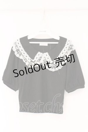 画像: DearMyLove / レースフリル襟上品リブカットソー M クロ O-26-03-24-084-EL-TO-OW-OS