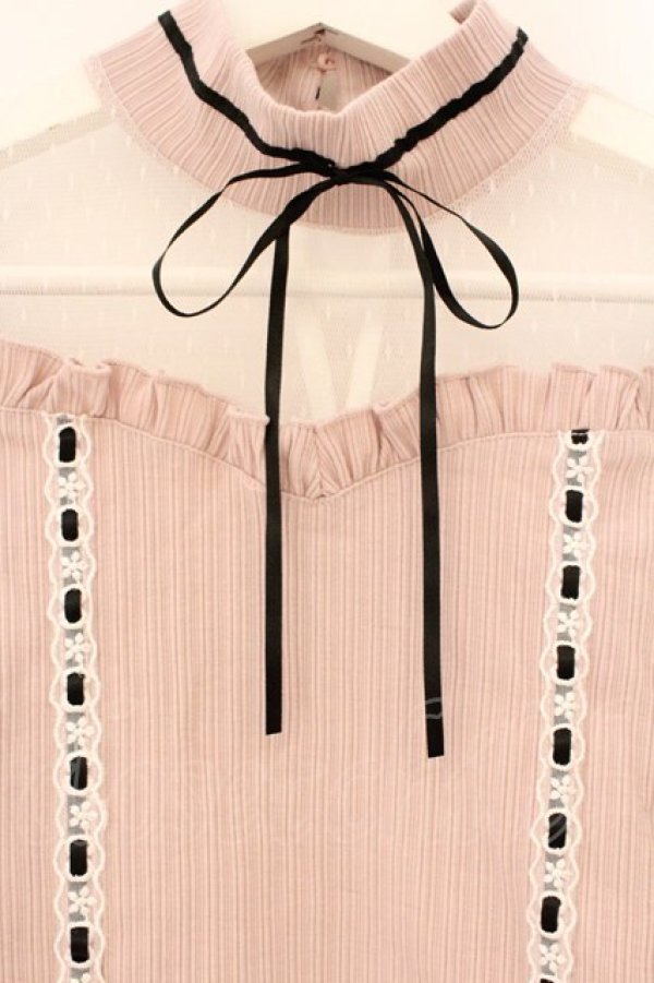 画像2: Ank Rouge / チュール切替テレコカットソー M ピンク O-26-03-24-085-CA-TO-OW-OS (2)