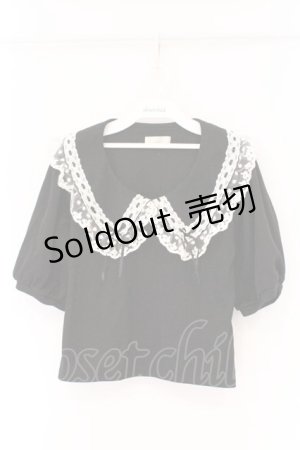 画像: DearMyLove / レースフリル襟上品リブカットソー L クロ O-26-03-24-086-EL-TO-OW-OS