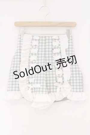 画像: mon lily / レースアップギンガムショートパンツ M グレー O-26-03-24-090-LO-PA-OW-OS