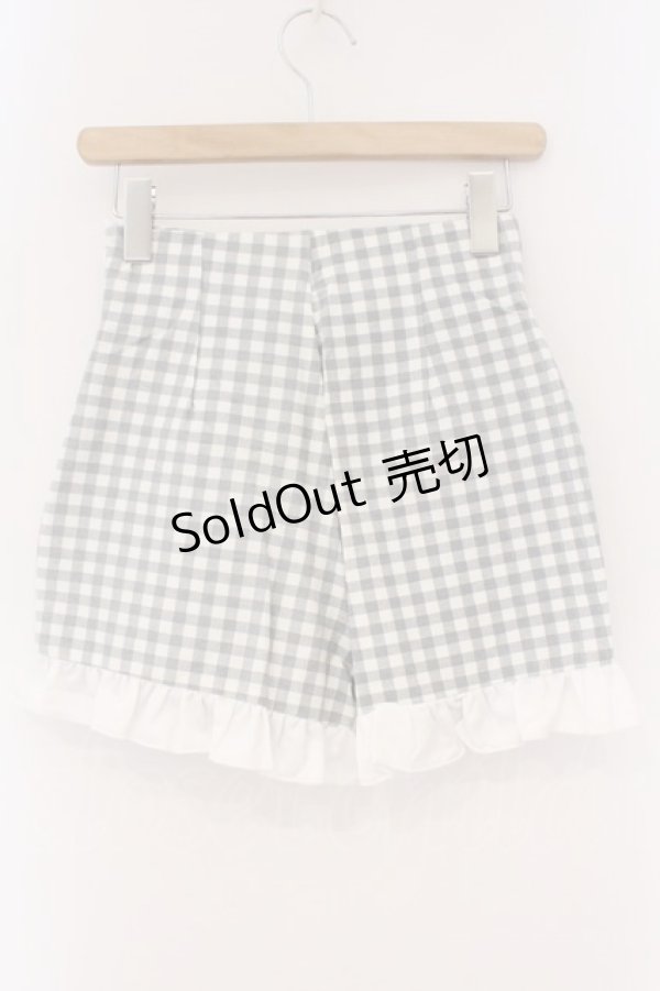画像3: mon lily / レースアップギンガムショートパンツ M グレー O-26-03-24-090-LO-PA-OW-OS (3)